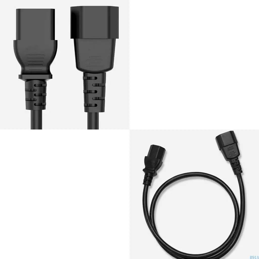 R91A IEC C13 To C14 Computer Power Cable 250V 10A Capacity Flame Resistant Design For Servers And Home Appliances