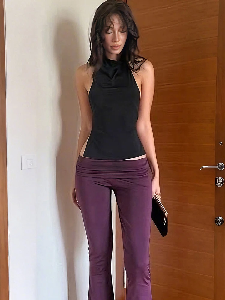 Sisterlinda Backless Tank Top Women Halter Hottie Wild Hipster Summer Trend Simple Solid Chic Stretch Slim Midnight Clubwear