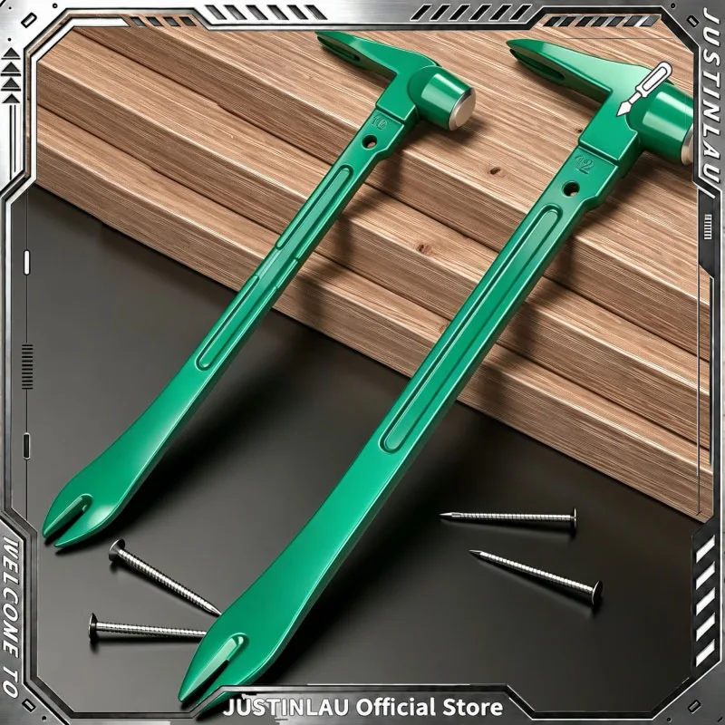 JUSTINLAU Multifunctional Pry Bar Tool All‑in‑One Nail Puller Claw Hammer Woodworking Pry Lever Tire Removing Crowbar Hand Tool
