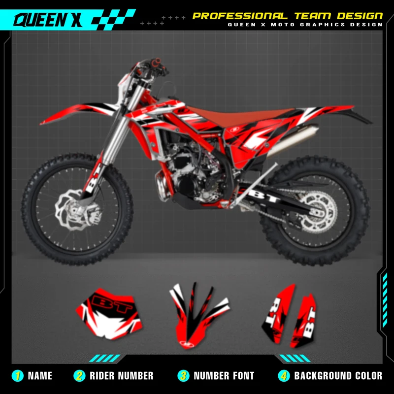 

QUEEN X MOTO Motorcycle Team Graphics Decal Sticker Kit For BETA Xtrainer 2015 2016 2017 2018 2019 007