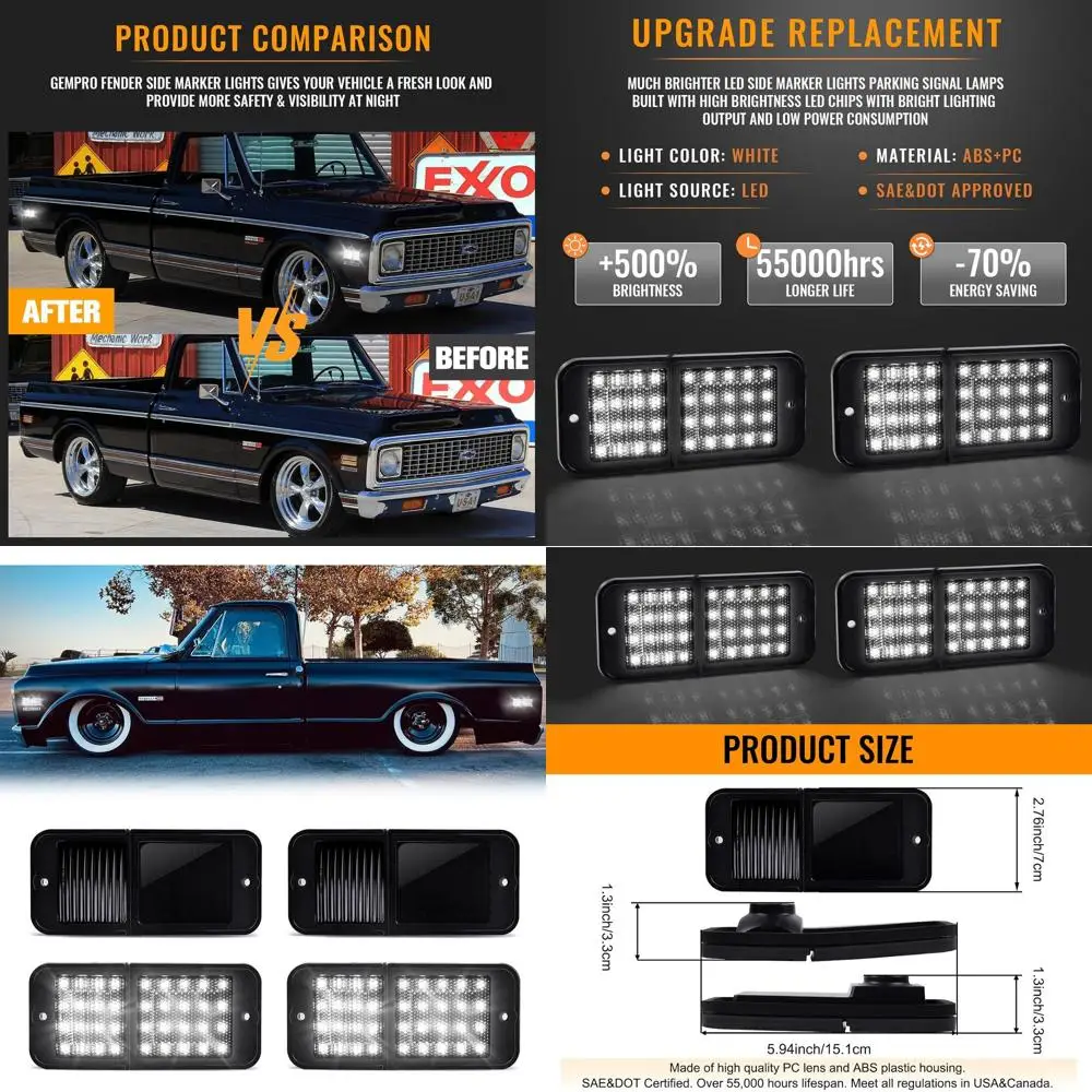 

Дымчатые линзы 1968-1972 Chevy C10 GMC C15-C35, габаритные фонари переднего и заднего бампера, 4 шт.