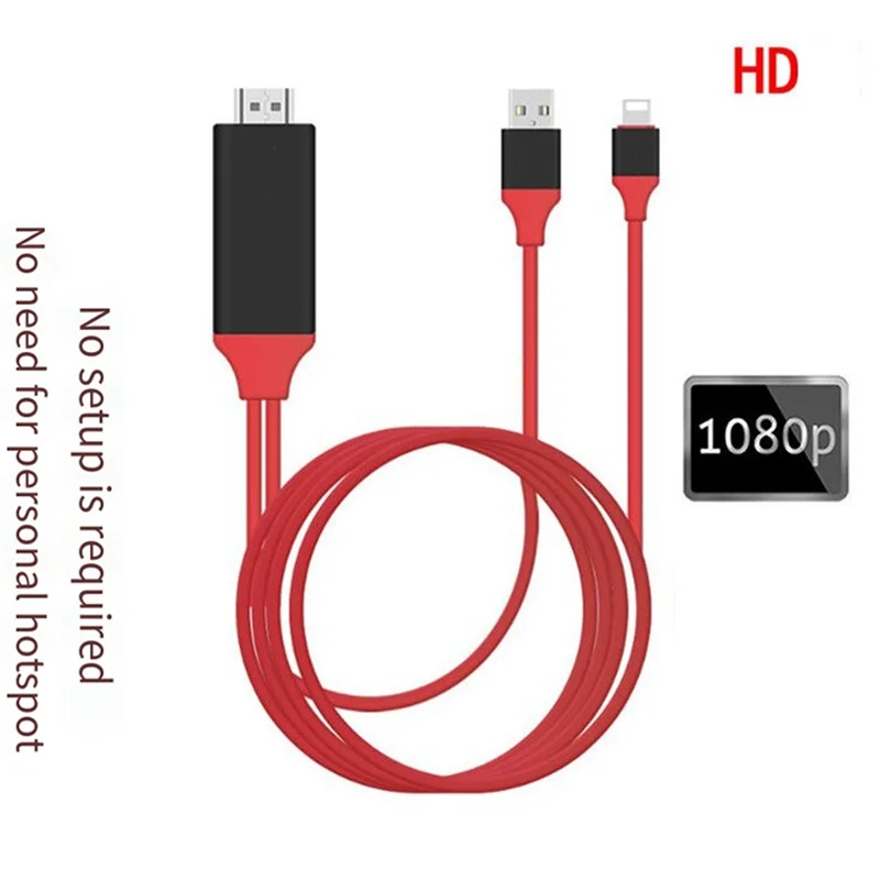 -A15I For  Interface To -Compatible CABLE-1080P HDTV To  Adapter Cable For Iphone Mobile To TV Projection Cable Red