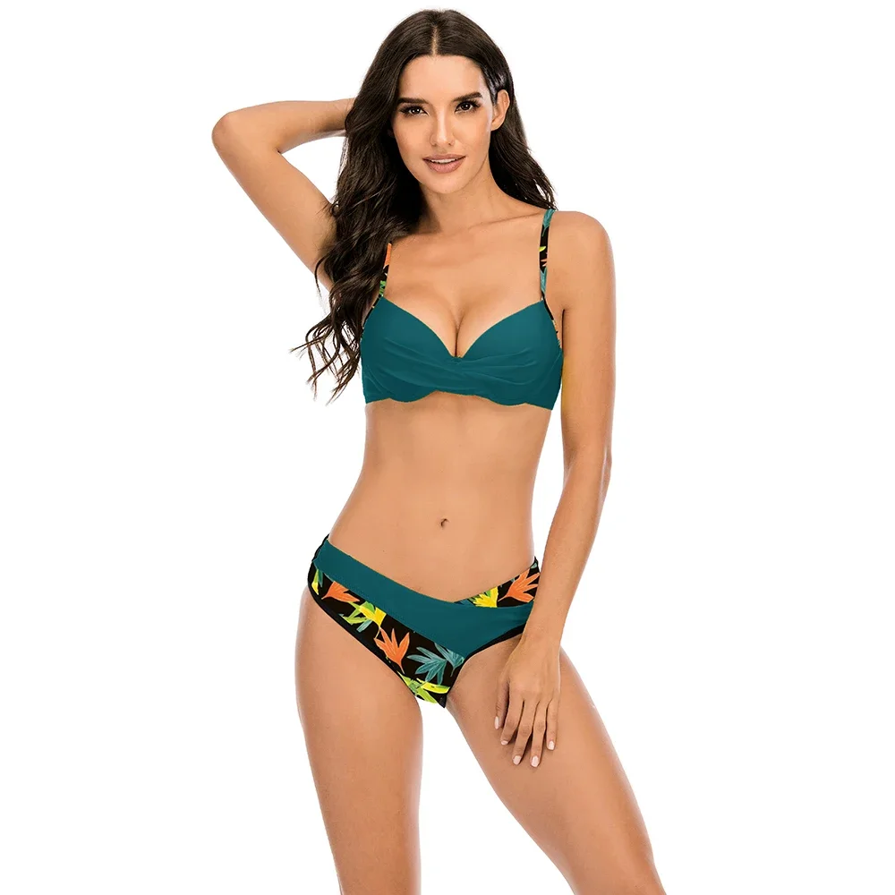 

Push Up Bikini Set Swimsuit 2025 Vintage Retro Swimwear Women Swimsuit Bathing Suit Beachwear Print Thong Female Swimming Suits