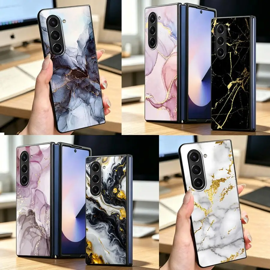 Fashion Colorful Marble Phone Cover Case for Samsung Galaxy Z Fold 8 Ultra ZFold5 Z Fold 7 6 3 Z Fold8Ultra ZFold4 ZFold6 ZFold7