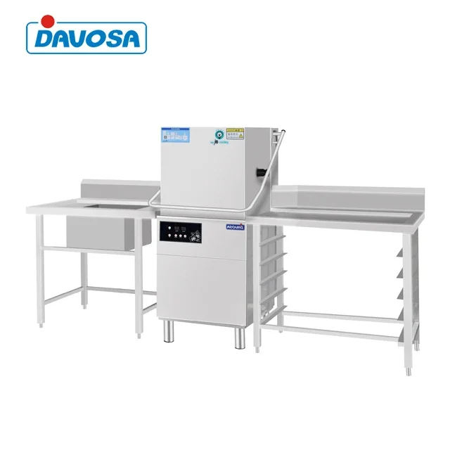 Kitchen Equipment Automatic Hood Type Dishwasher For Restaurant And Hotel