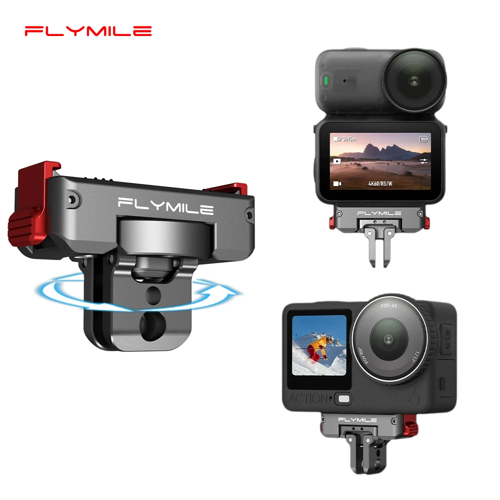 

Flymile Magnetic Quick Release Base for DJI OSMO Action 6/NANO Accessories Adapter Mount Rotatable Aluminum Alloy