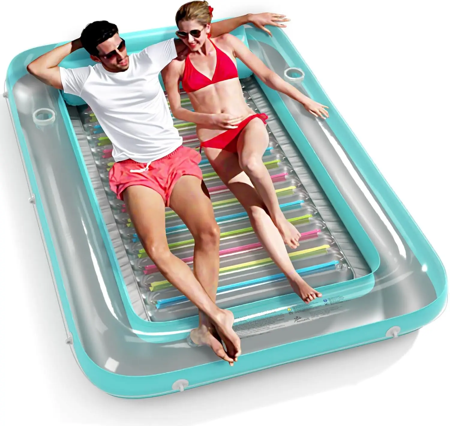 

Inflatable Sun Tanning Pool Lounger with Water Fill, Cup Holders, and Reflective Base for Adults and Kids