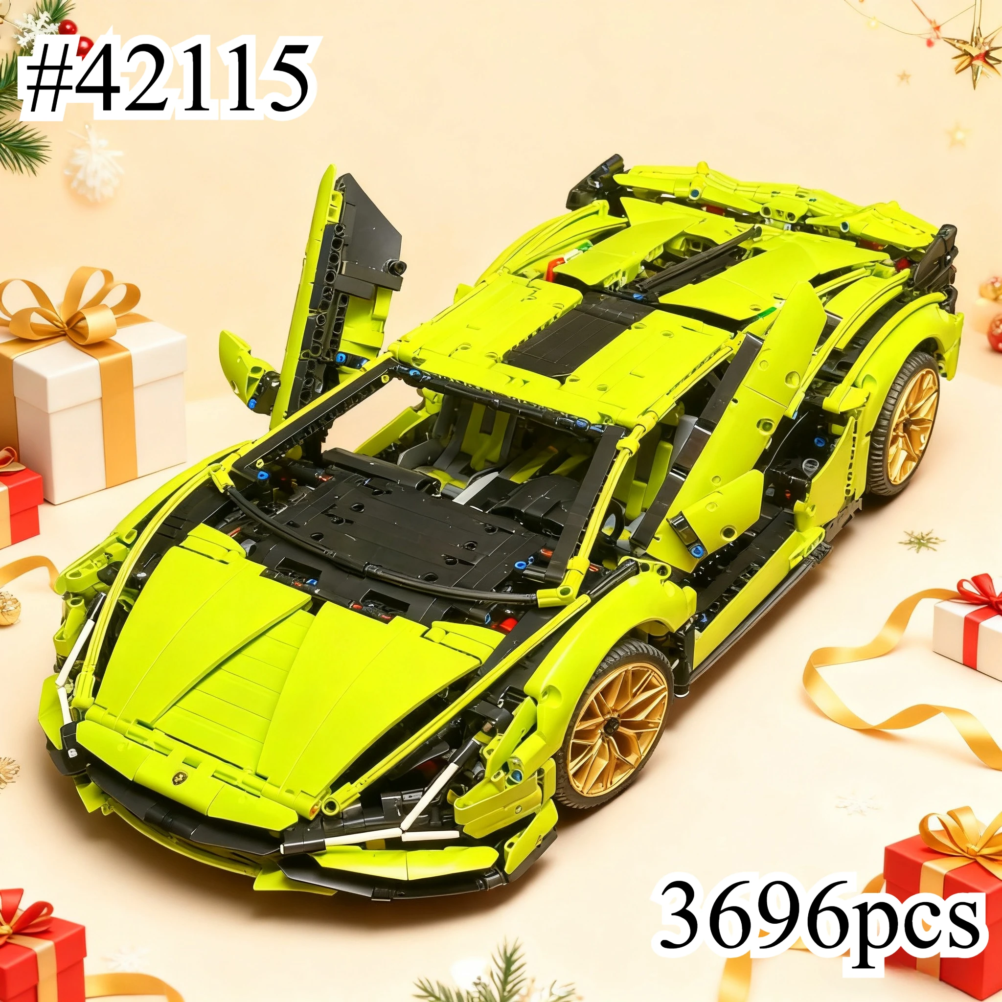 Ensemble de blocs de construction de voiture de course modèle vert 42115, compatibles avec les particules Legoed, adaptés aux cadeaux de noël, 3696 pièces