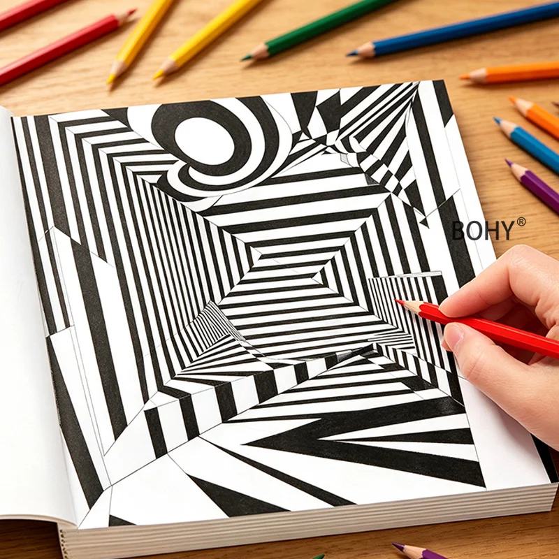 1 Volume of Hand Drawn Coloring Book, 24 Pages, for Adults To Relax and Meditate At Home Creative Gifts for Easter and Halloween