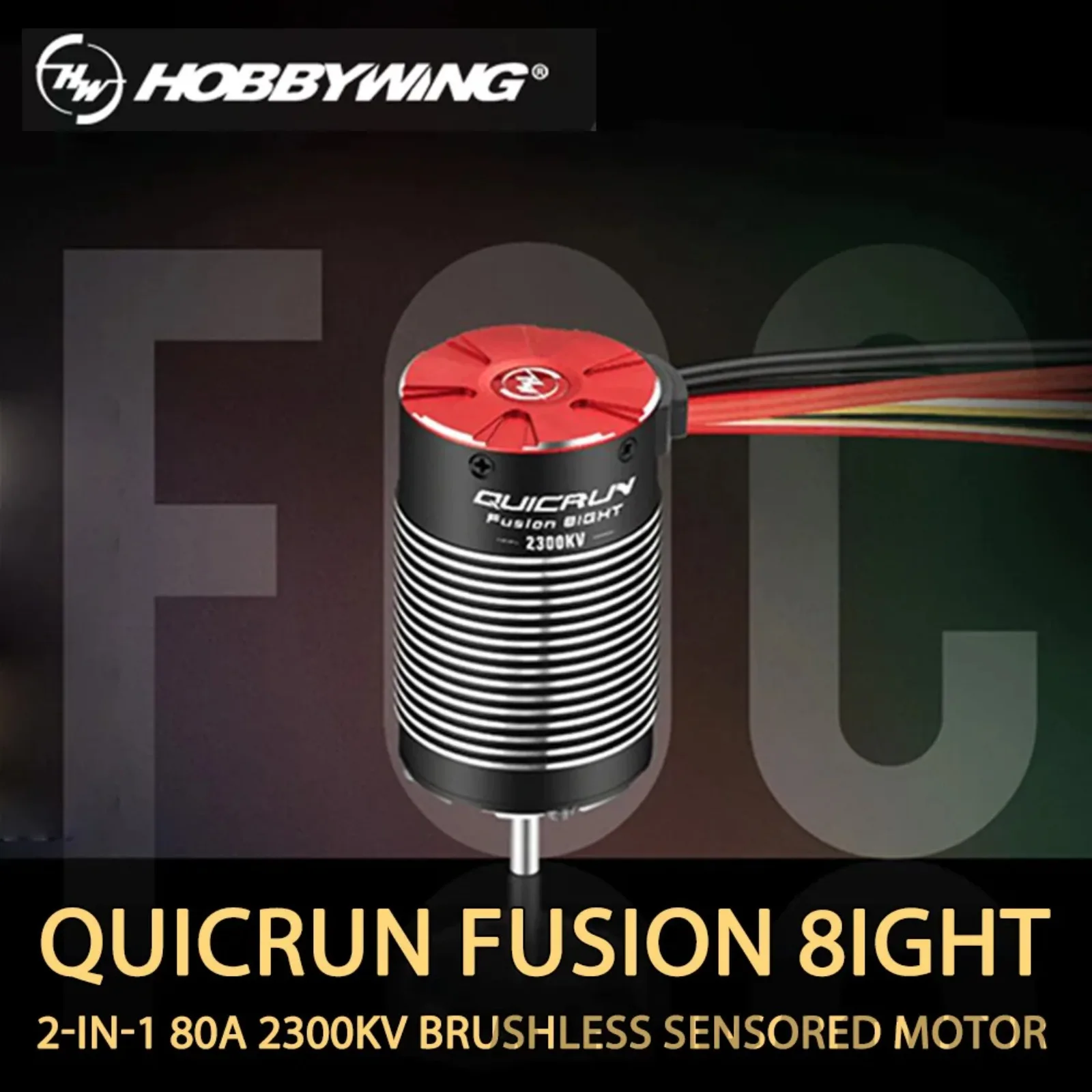 HOBBYWING QUICRUN Fusion 8IGHT 2-IN-1 - 80A 2300KV Brushless Sensored Motor ESC Integrated Power System for 1/8 RC Car Rock Craw