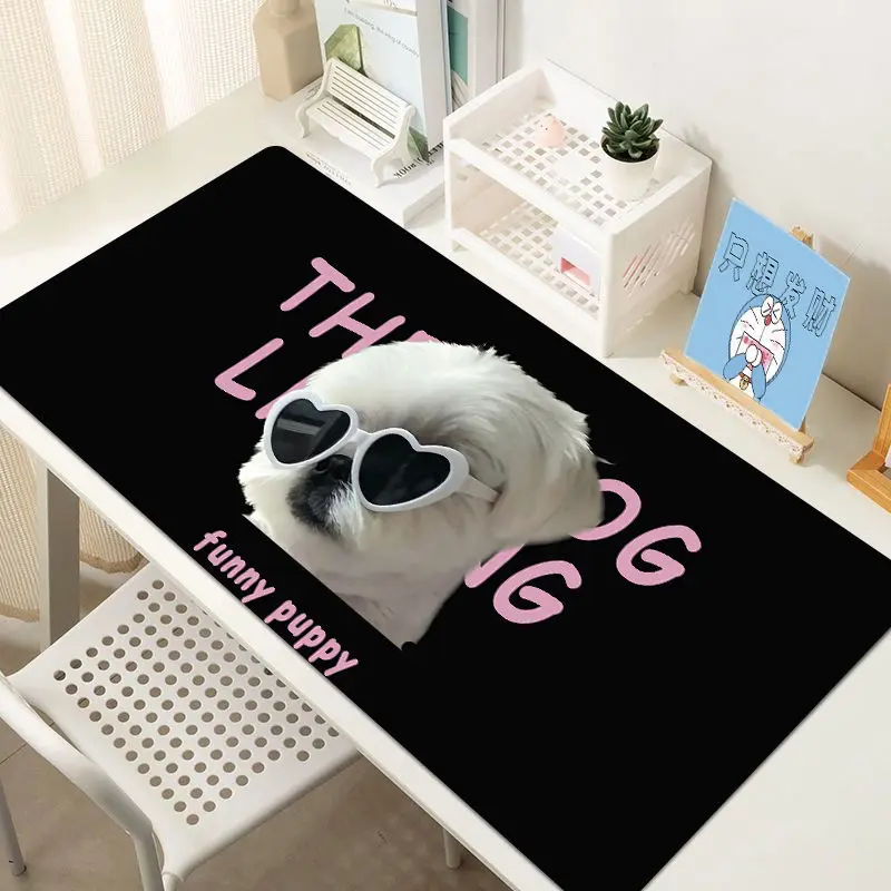 Cartoon puppy mouse pad oversized cute cat dormitory desktop pad black office computer keyboard pad table mat