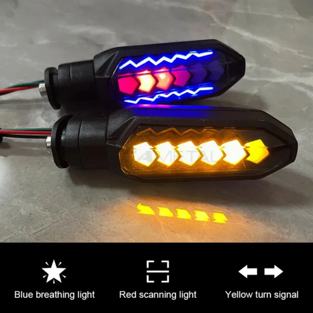 2023 2PCS Motorcycle LED Turn Signals Double-Sided Flowing LED Light For Motorcycle Motorbike Scooter Rear Turning Signal Lights