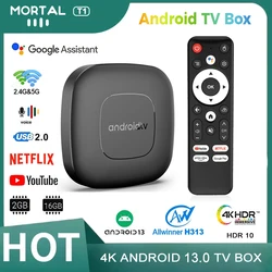 Mortal T1 Android 13 Smart Home Theater TV Box Allwinner H313 Asystent Google Streaming Bluetooth 2.4G5G Wifi Odtwarzacz multimedialny