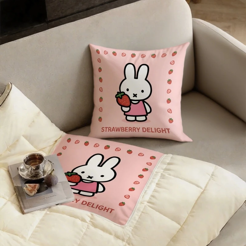 Kawaii Miffy Throw Pillow Dual Use 40*40cm Miffy Series Multi Functional Car Air Conditioning Blanket Office Nap Pillow