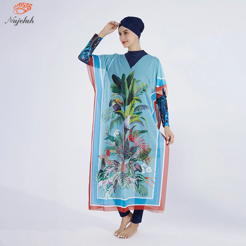 Muslim Modest Swimwear Women Swimsuit Long Sleeve Swimming Hijab Suit Islamic Cover Ups Burkini Hijabs For Woman Bathing Swim