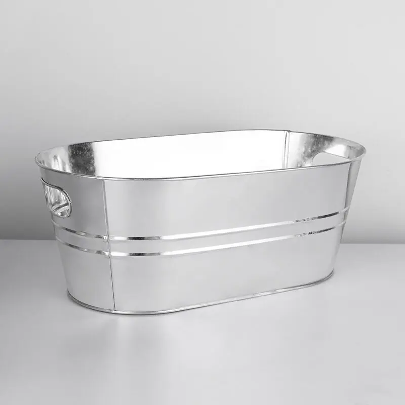 15L Stainless Steel Ice Galvanized Cube Storage Bucket Beer Wine Bucket Bar Ice Bucket Container Champagne Can Champagne Chiller