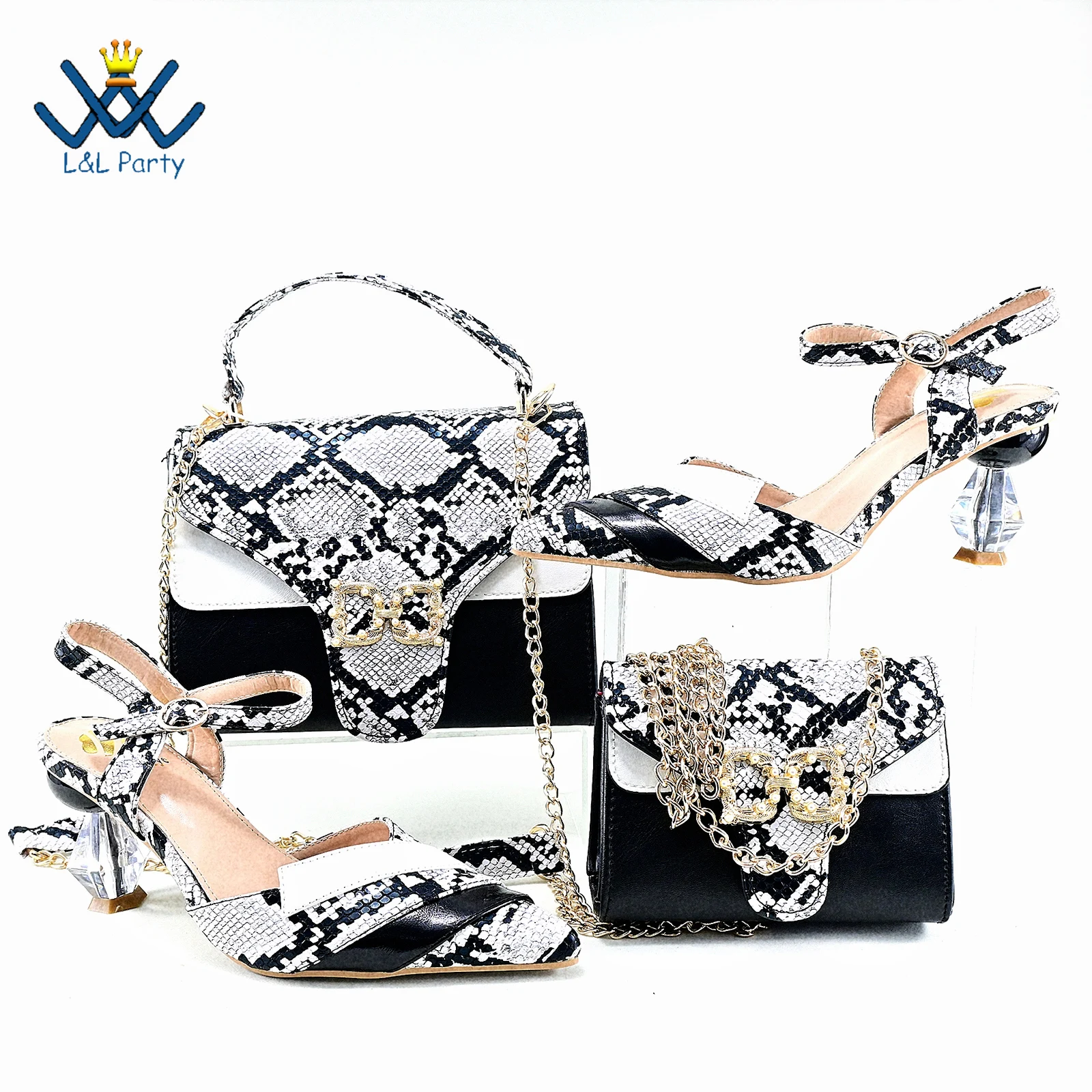 White Color Special African Fashion Italian Desing Shoes Matching Bag Set Pu Leather Mature Style for Wedding Party