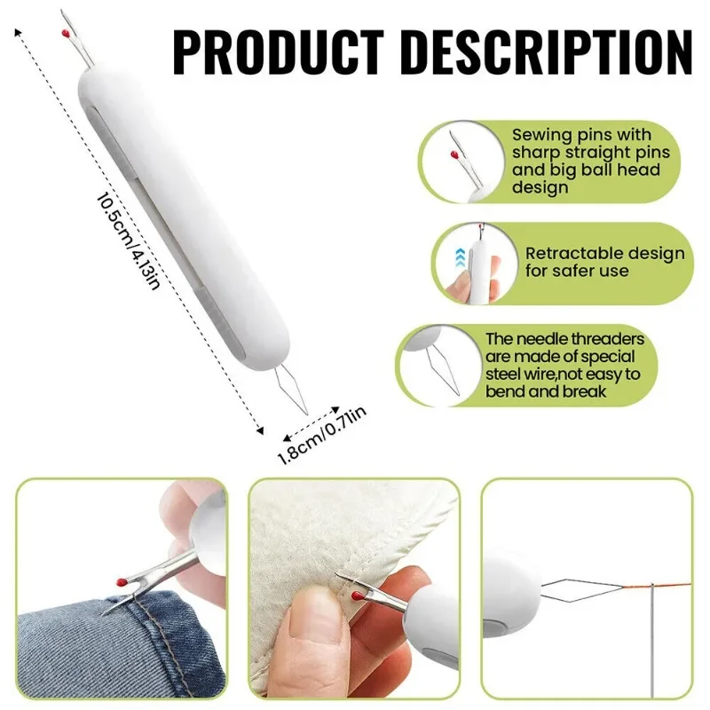 3PCS 2-in-1 Needle Threader Seam Rippers Kit Stitching Remover and Threader DIY Handmade Craft Sewing Tool