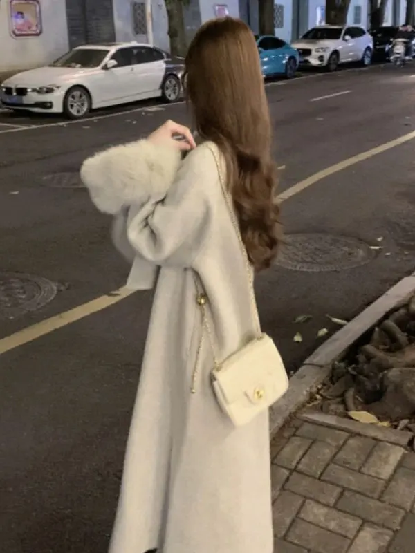 

Thiened Medium Length Woolen Coat for Women Fall New Sle ChunTong Brand Korean Sle Loose Fit Button Design Anti-Stain