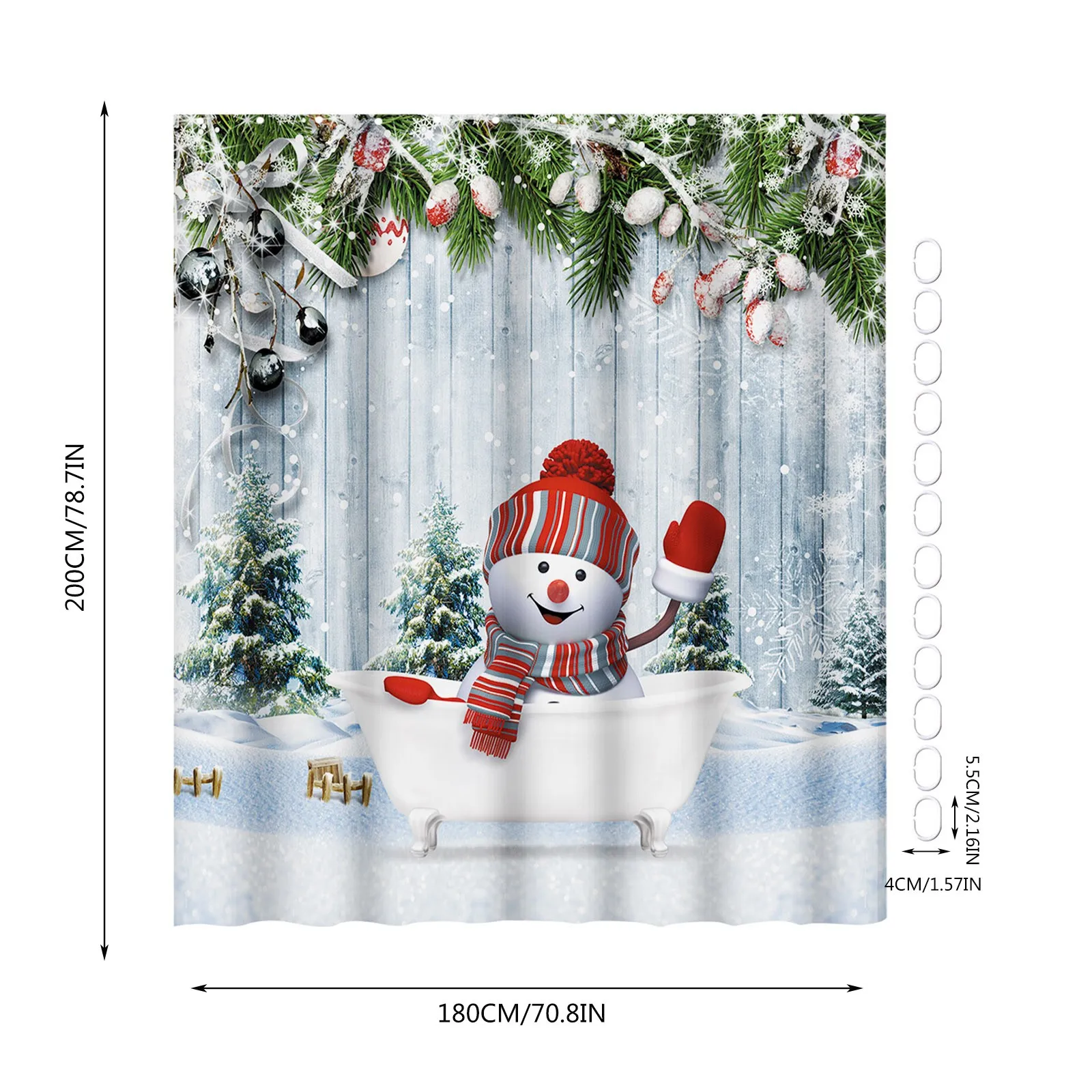 Christmas Decoration Shower Curtain Christmas Funny Crazy Shower Curtain Solid Color Shower Curtains for Bathroom