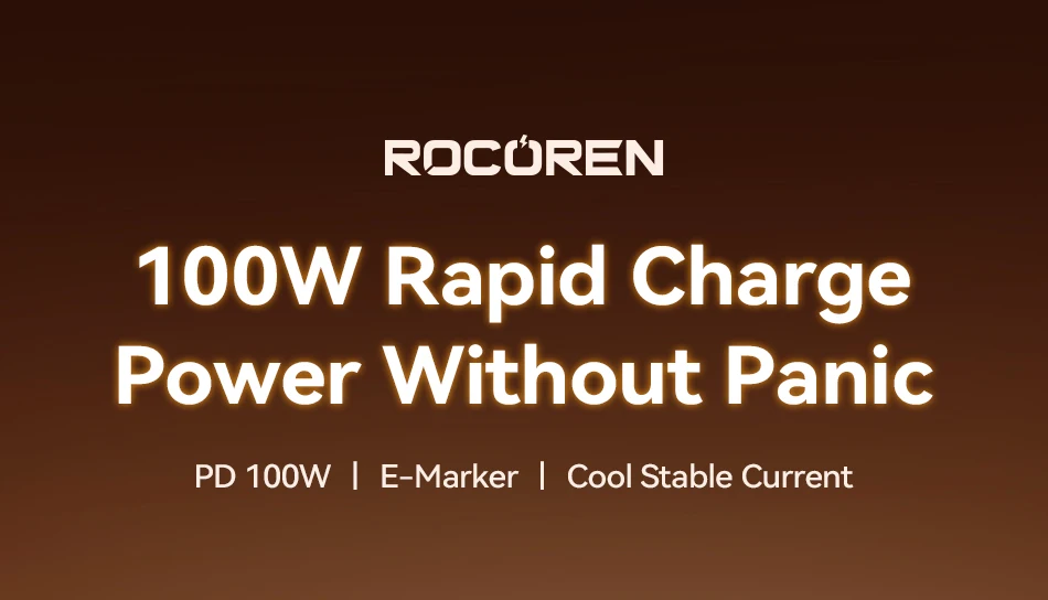 Rocoren 100W Typ-C zu USB Schnellladekabel 100W PD3.0 USB-C Schnelllade-Datenkabel für iPhone, Samsung, Laptop, iPad – Detail 1