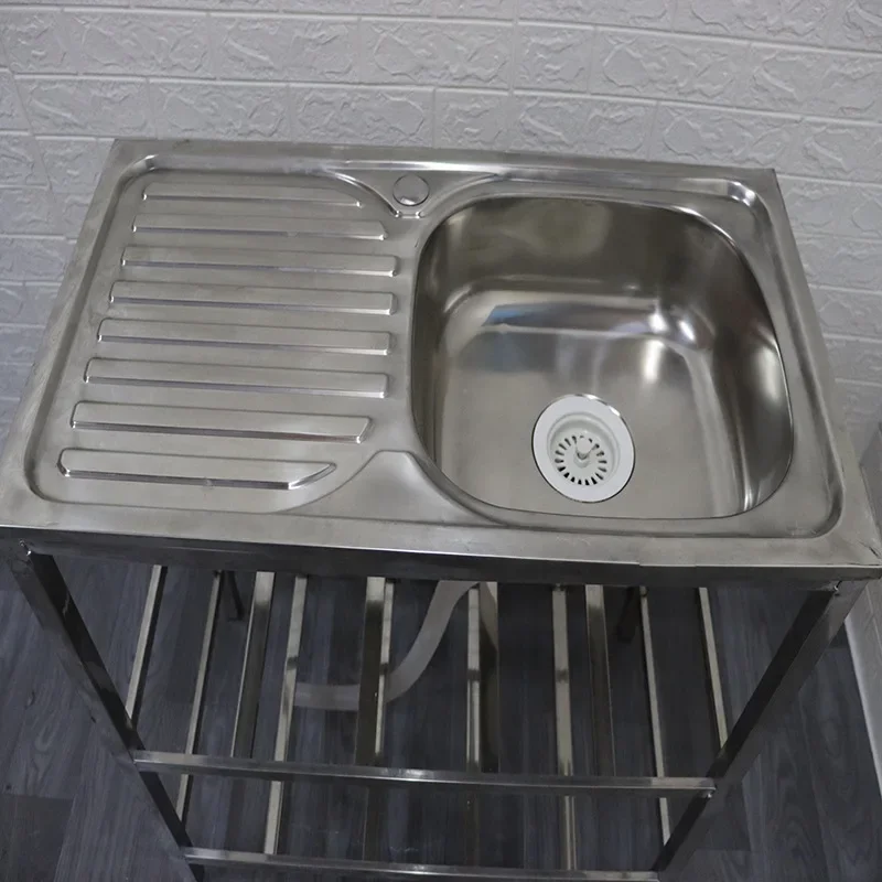 75*45Cm Small Apartment Floor-to-ceiling Single Wash Basin Stainless Steel Frame Wash Basin Bathroom Face Wash Basin Single Slot