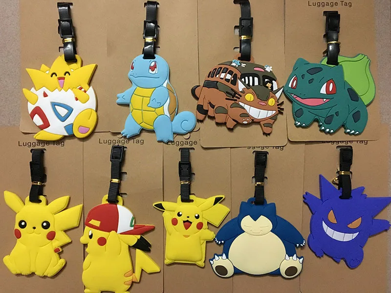 Anime Pokémon Pikachu Tag Bagagem, Mala Bag, Tag Bagagem Viagem, Kawaii Figura Dos Desenhos Animados, Charmander Silicone Nome, Bagagem ID Tags