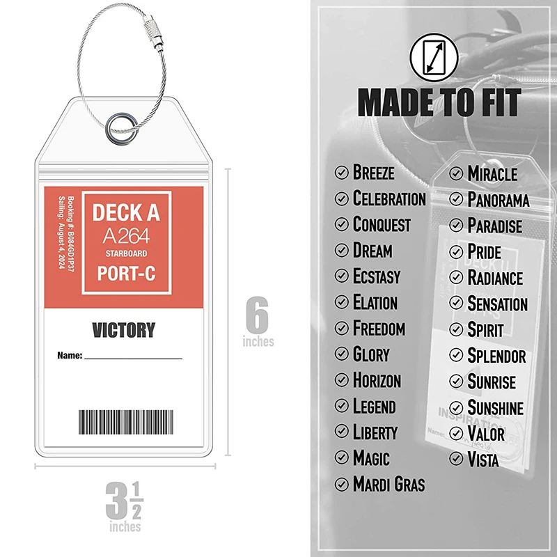 재밀봉 가능 방수 투명 선박 티켓 카드 슬리브, 수하물 크루즈 태그 거치대, 지퍼 도장 파우치 키링, 스틸 랜덤, 1 개