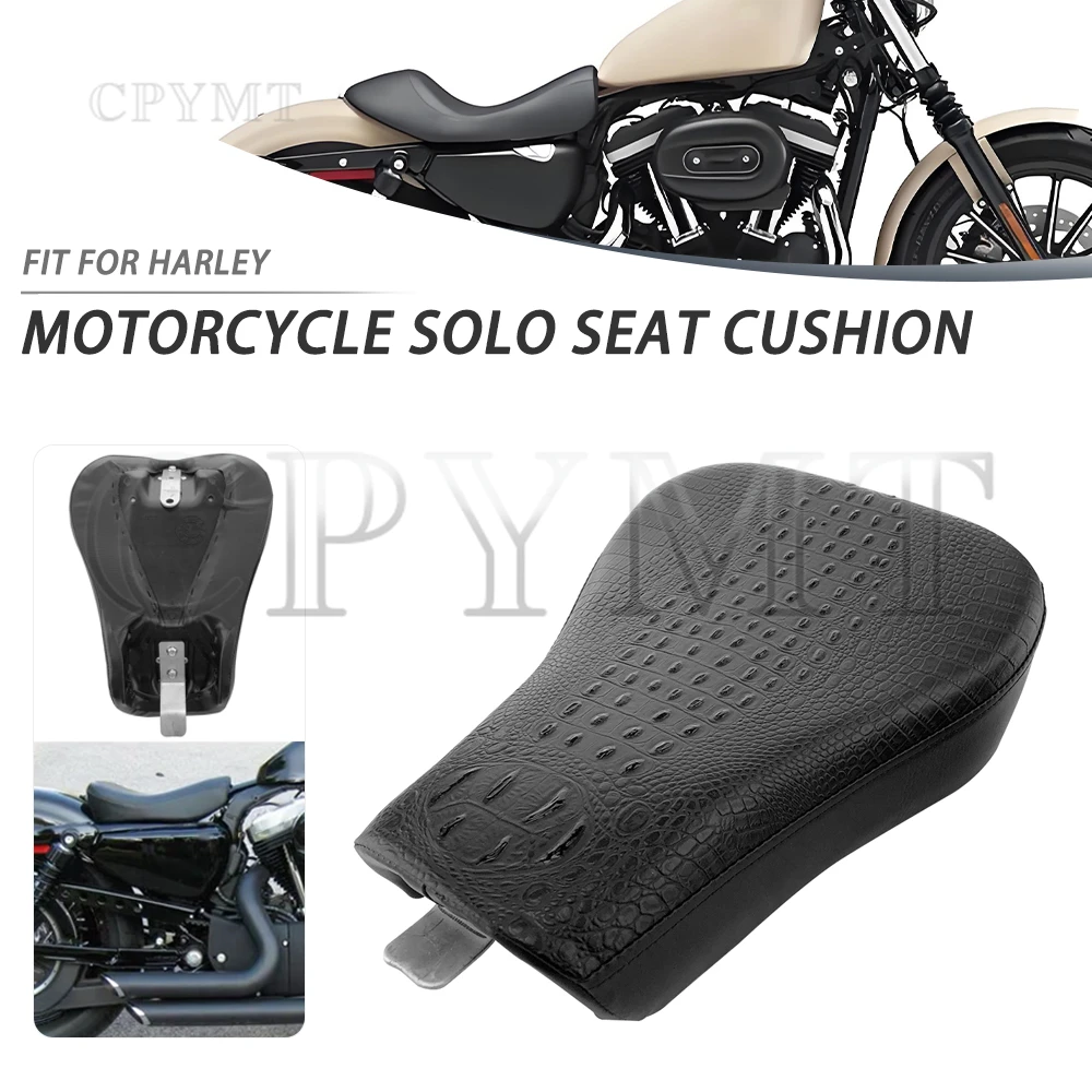 Motorcycle Front Driver Black PU Leather Pillow Solo Seat Cushion Fit For Harley Sportster  XL 883 1200 72 48 2006-2013