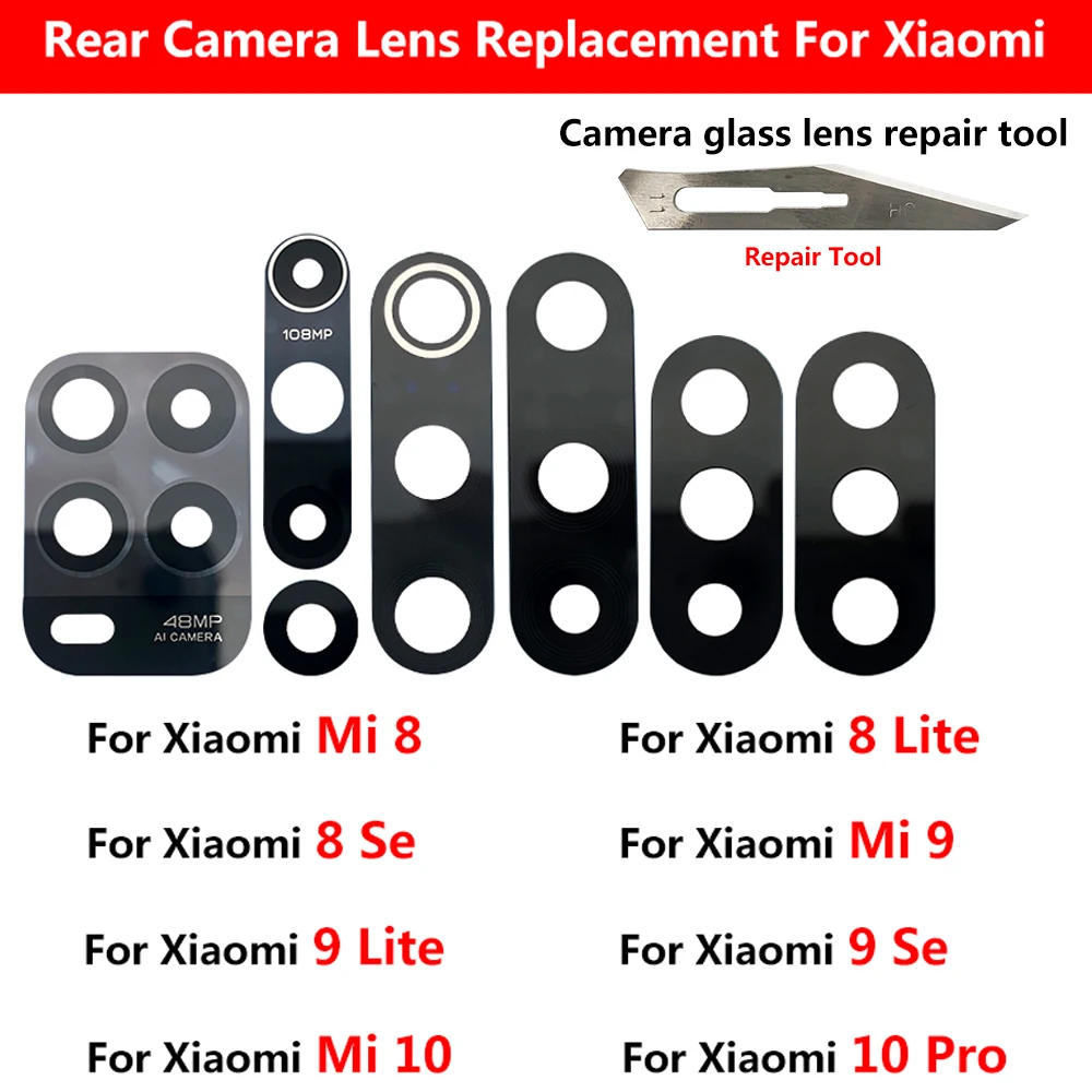 NEW Replacement Back Rear Camera Glass Lens With Ahesive Sticker For Xiaomi Mi 10 9 8 Lite SE 9T Note 10 Pro 10T Lite 5G