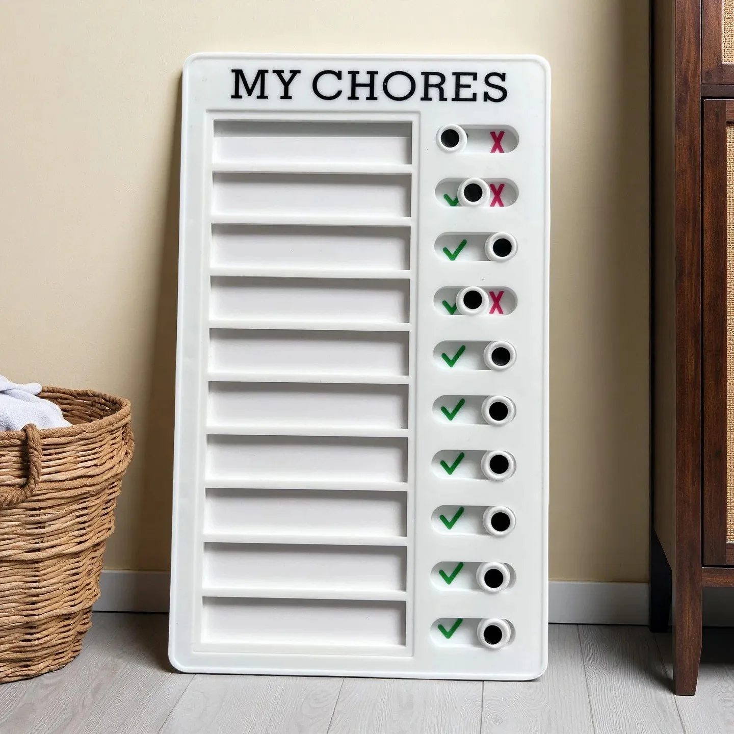 1 pcs Chore Chart with 5 pcs Blank Card, Plastic Checklist Board with Detachable Cardstock to Do List for Routine Planning