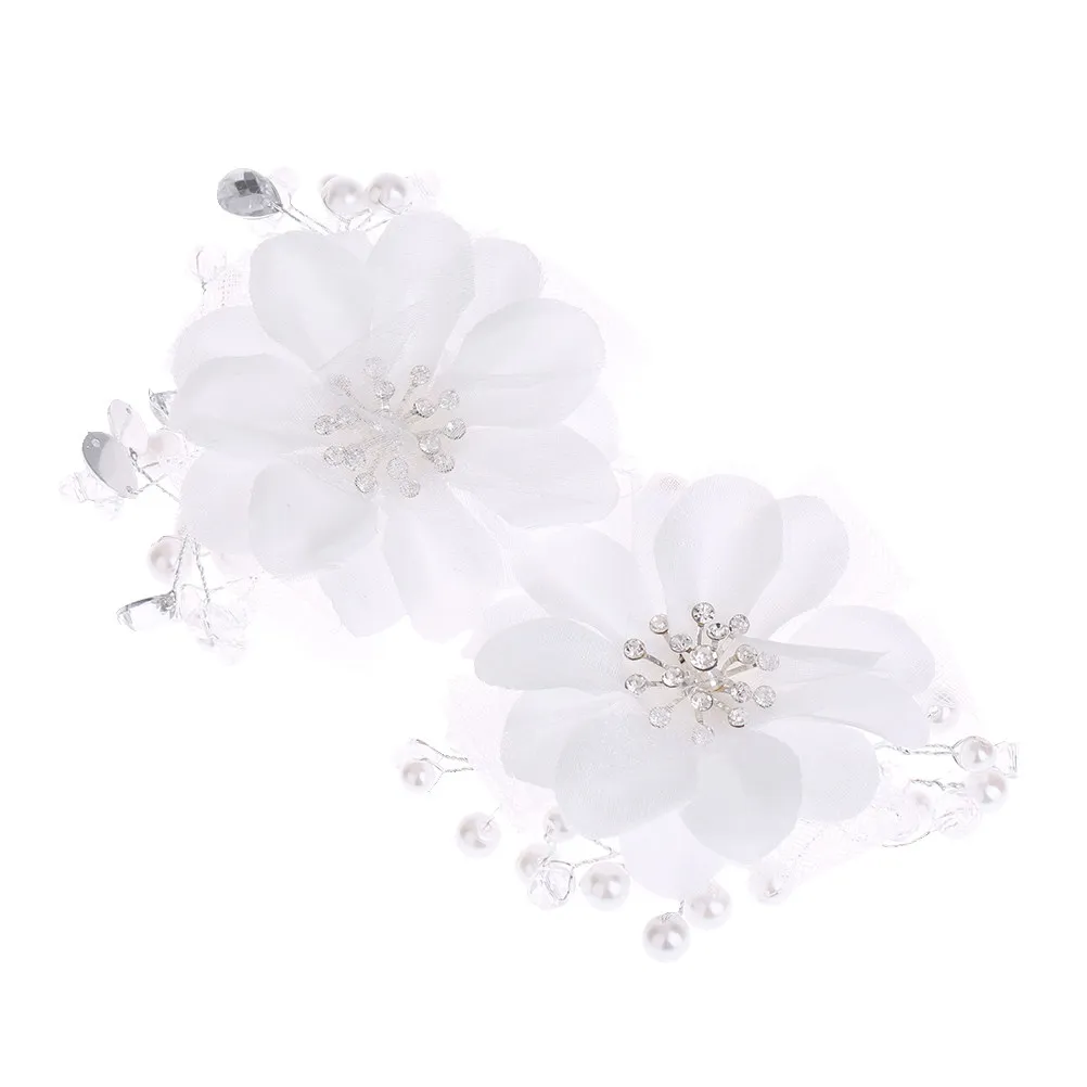 Bridal Flower Hair Clip Cloth Material Wedding Hairpiece for Bride Women Crystal Beaded Design Easy to Wear Unforgettable Memory