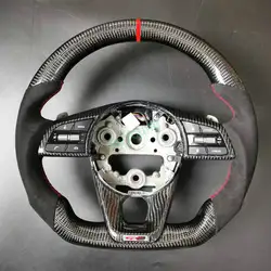 100% Real Carbon Fiber + Leather Steering Wheel For KIA Forte Forte GT