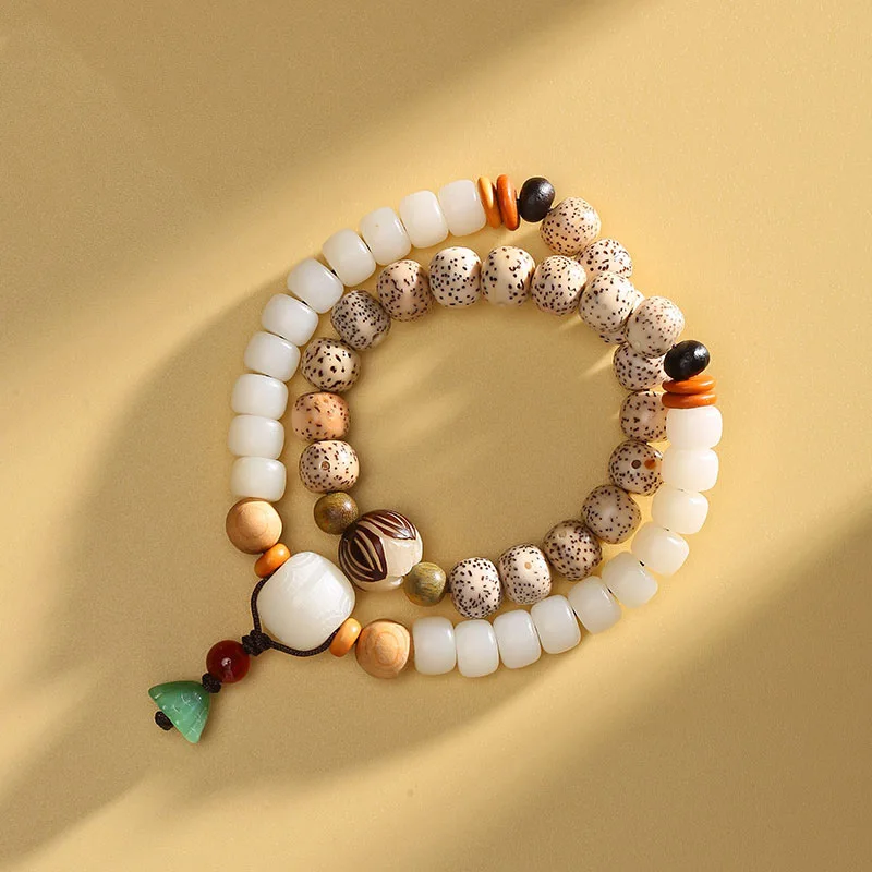 

Hainan Xingyue Bodhi Bracelet New Chinese Style Natural White Jade Bodhi Bracelet Women's Lotus Crafts Prayer Beads Jewelry Men