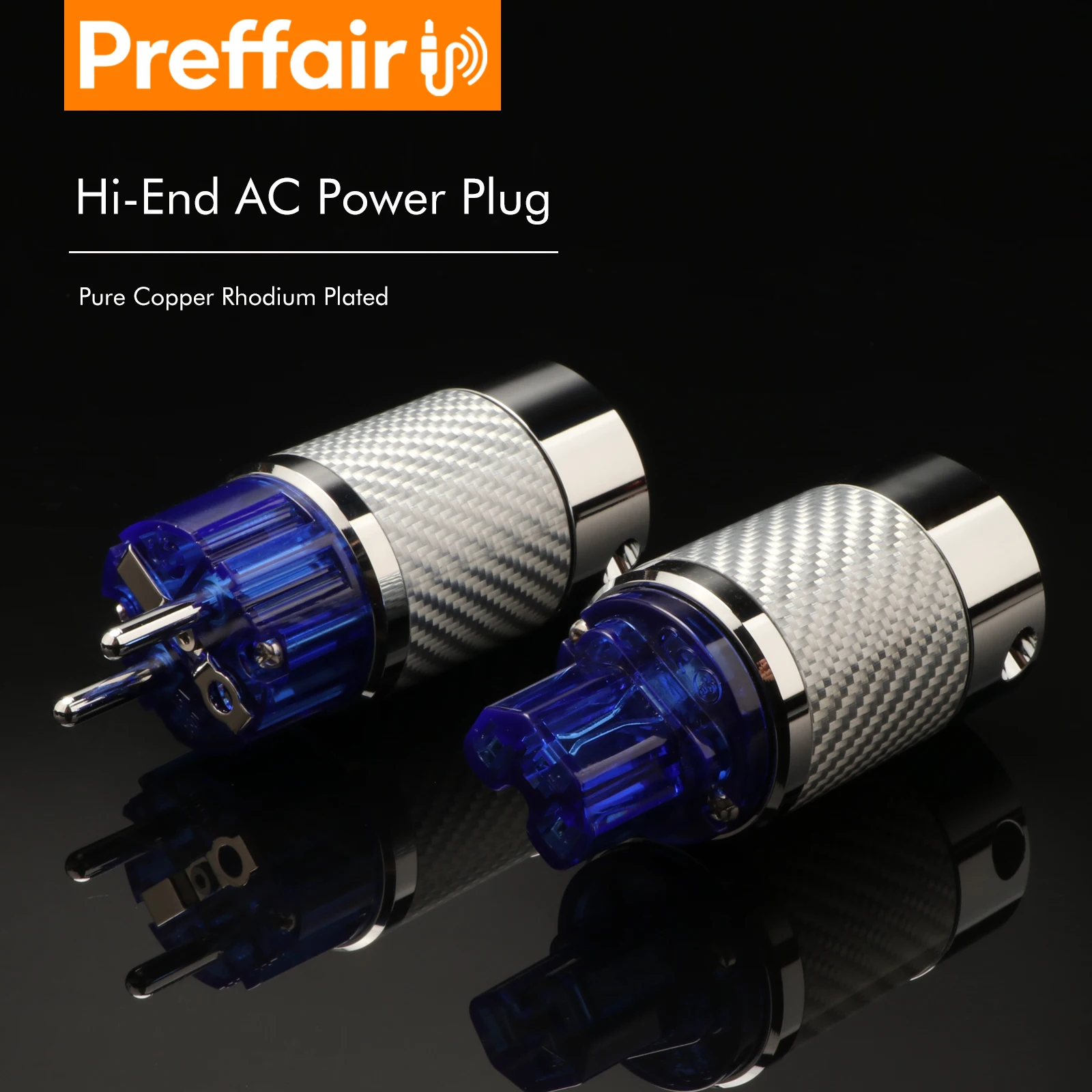 Preffair Hifi EU Power Plug IEC Audio Connector Hi-End Carbon Fiber Rhodium Plated Supply Plug Connector Adapter 15A/250V