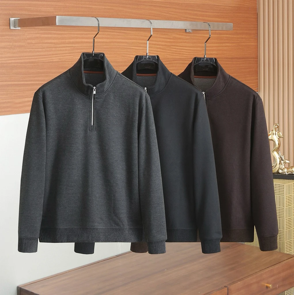 

25ss Lor men's new semi-zipper pullovers classic stand-up collar zipper winter sweatshirts casual tops