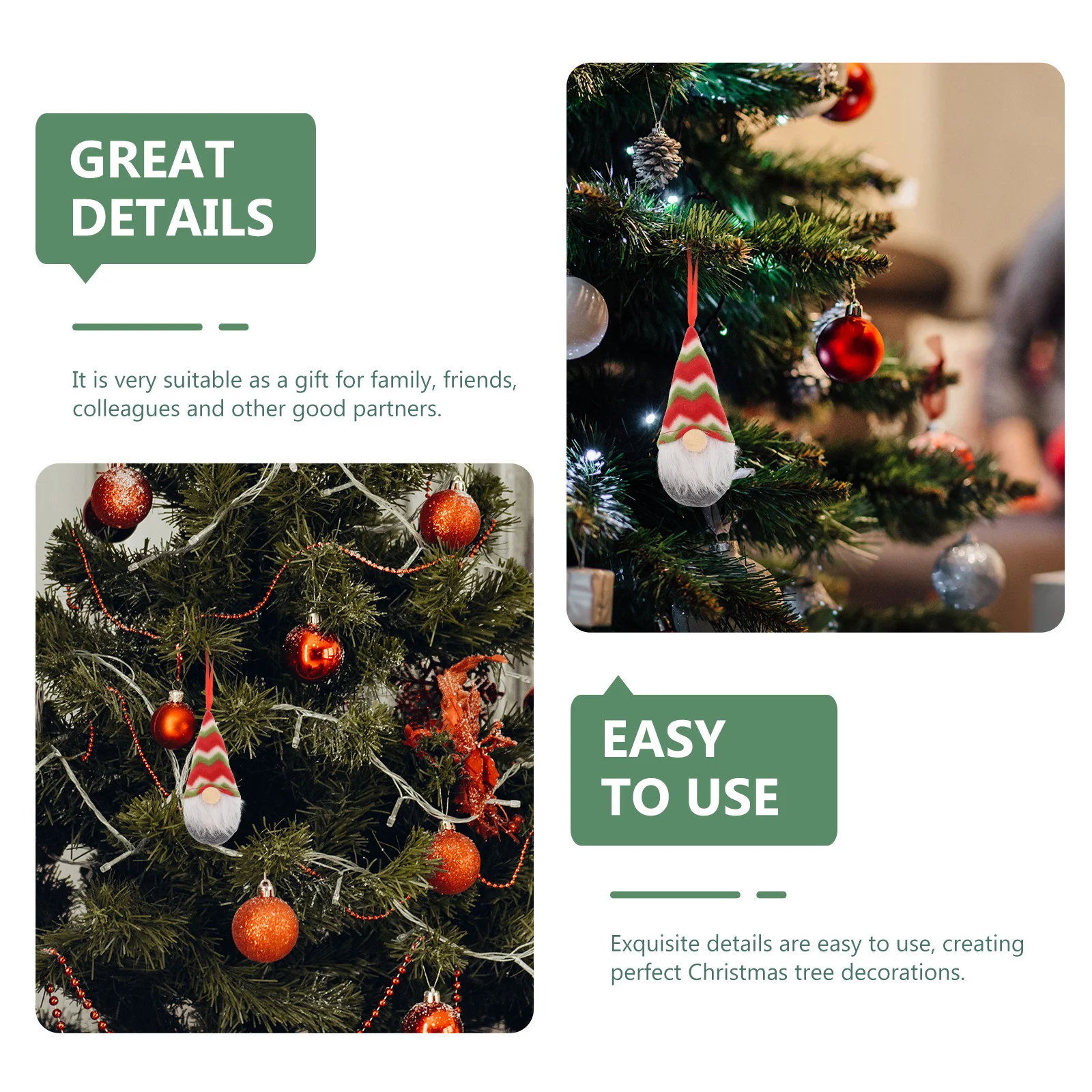 8 قطع من قلادة شجرة عيد الميلاد للعطلات، زينة معلقة على شكل جنوم ساحرة للحفلات الداخلية والخارجية والديكور المنزلي الاحتفالي #1