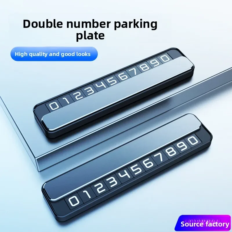 Dual Number Parking Plate, Metal Temporary Phone Sign, Premium Dashboard Card for Auto Interior Accessories