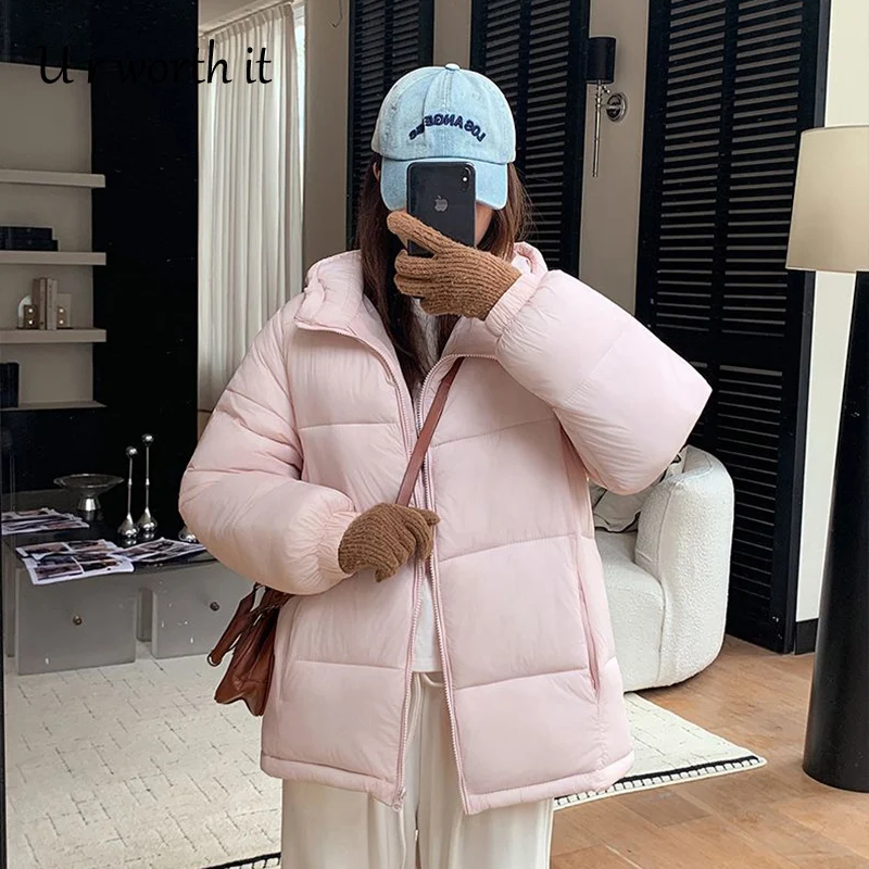 INS Women Cotton Coats Long Sleeve New Soft Solid Lightweight Bread Jacket Female Warm Loose Coat Lapel Outerwear Winter 2026