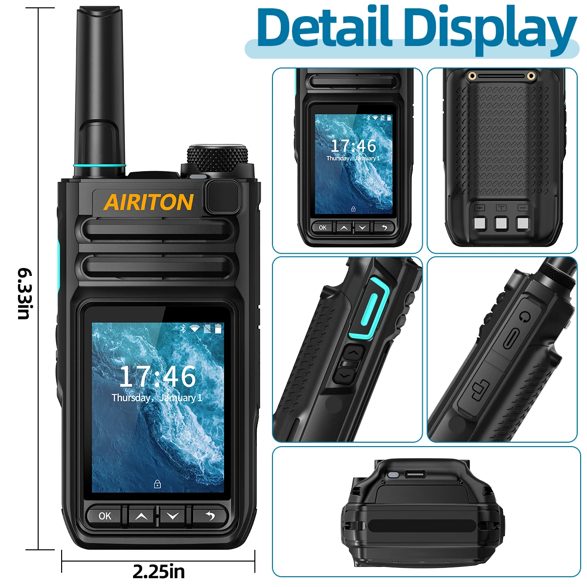 AIRITON AI-3288 شبكة لاسلكية تخاطب 2.4 بوصة شاشة تعمل باللمس Zello جديد كوالكوم الطلب نظام تحديد المواقع بلوتوث واي فاي 4G راديو لمسافة غير محدودة