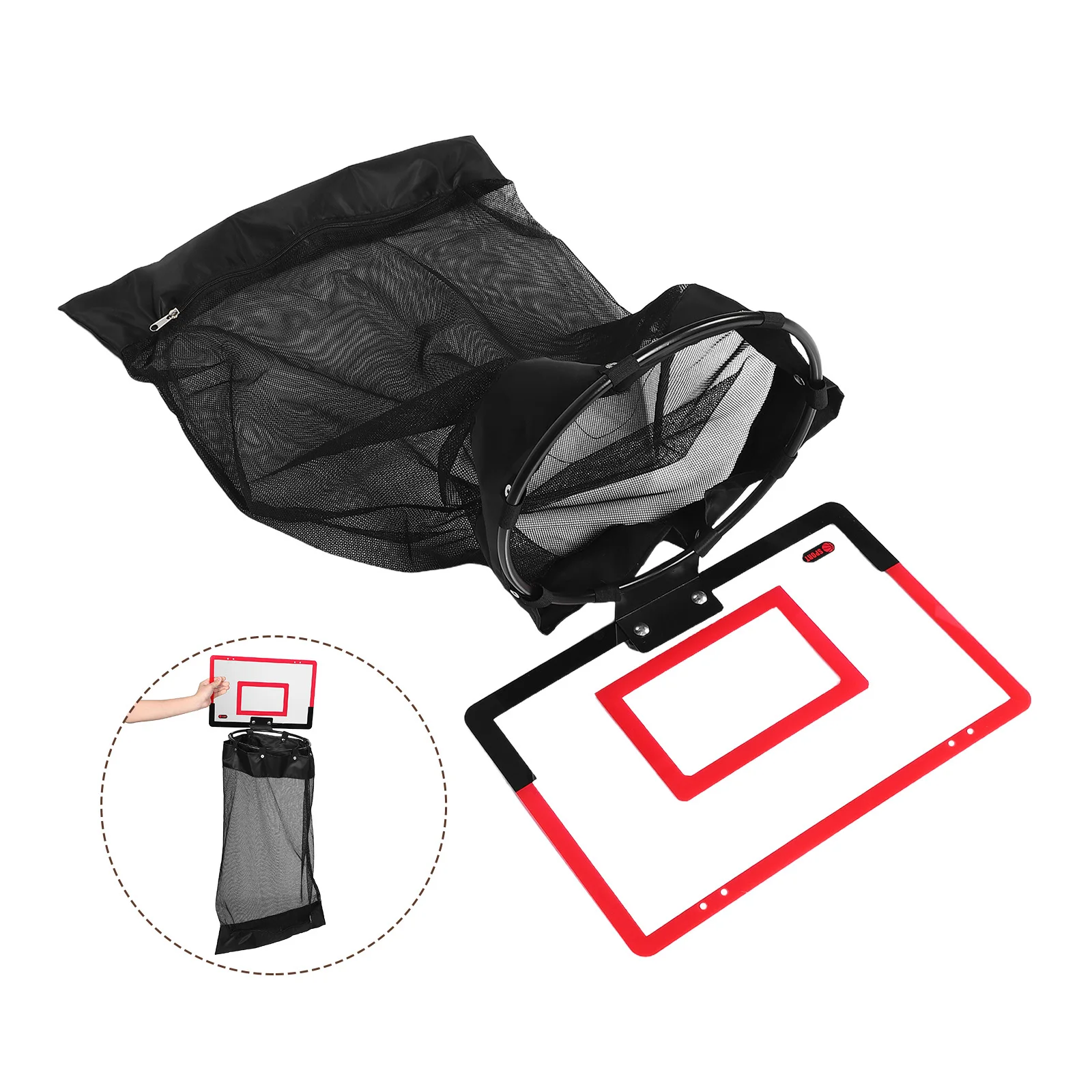 

Over-The-Door Basketball Hoop Laundry Hamper Zippered Mesh Basket Save Space Dorm Room Bathroom Organizer Office Wall Organizer