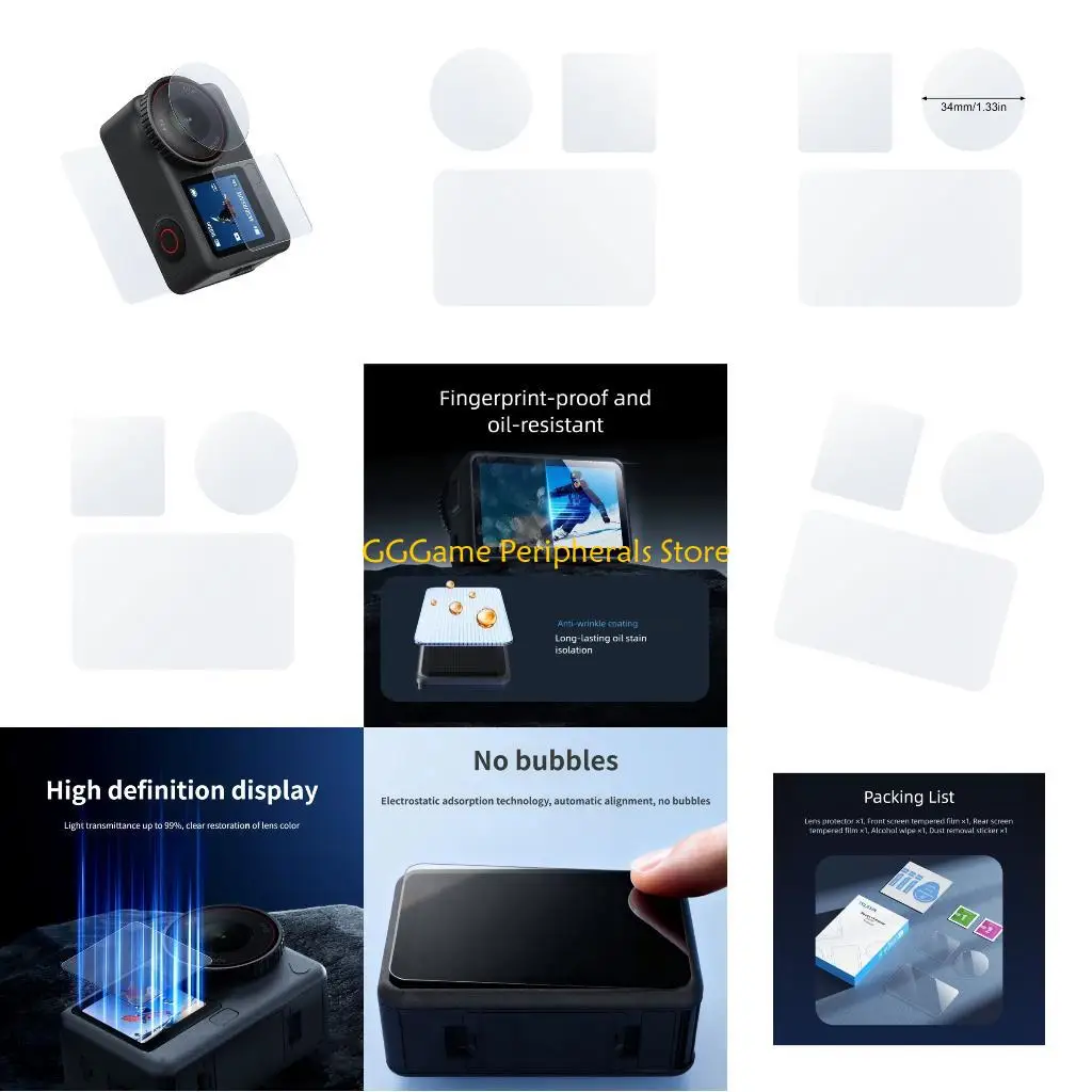 

U55B Clear Action Camera Screen Protectors Guard Scratch Resistant Surfaces for ACTION 6