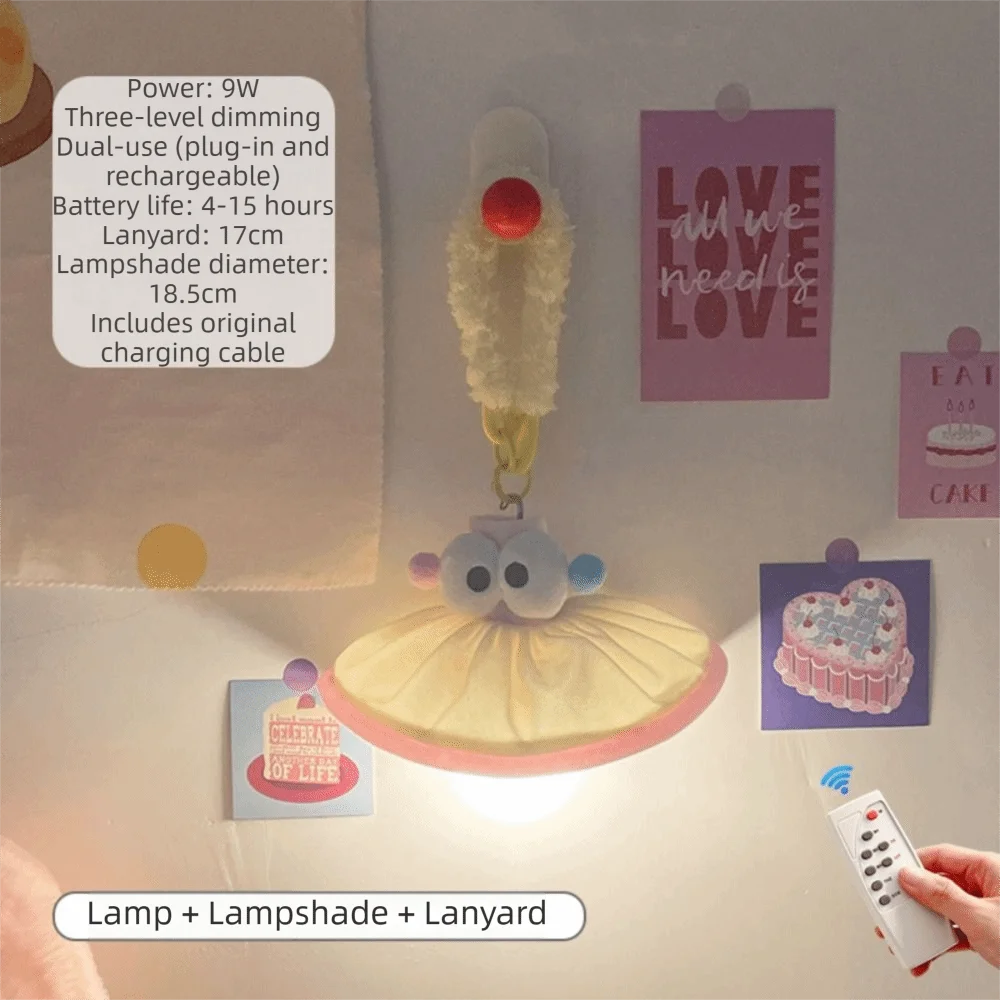 Eye Protection Hanging LED Night Light Remote Control 3 Lighting Models Dopamine Bedside Lamp Cartoon Big Eyes Design Warm Light