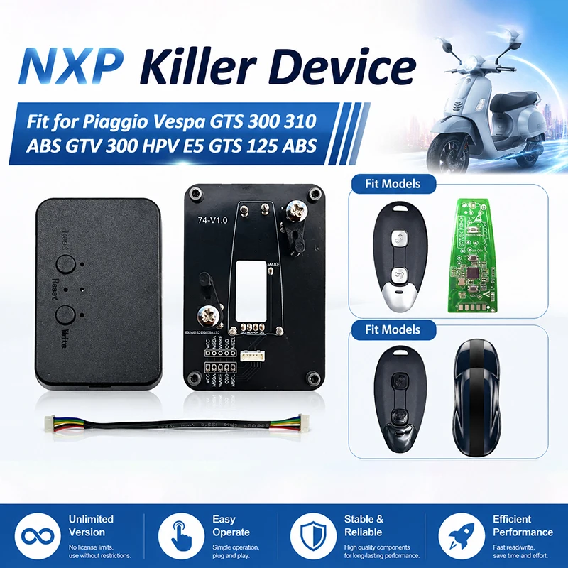 MK0255 Motorcycle Remote ID4A Chip 433MHz NXP KILLER Compatible Adapter For Piaggio Vespa GTS 300 310 ABS GTV 300 HPV E5 GTS 125