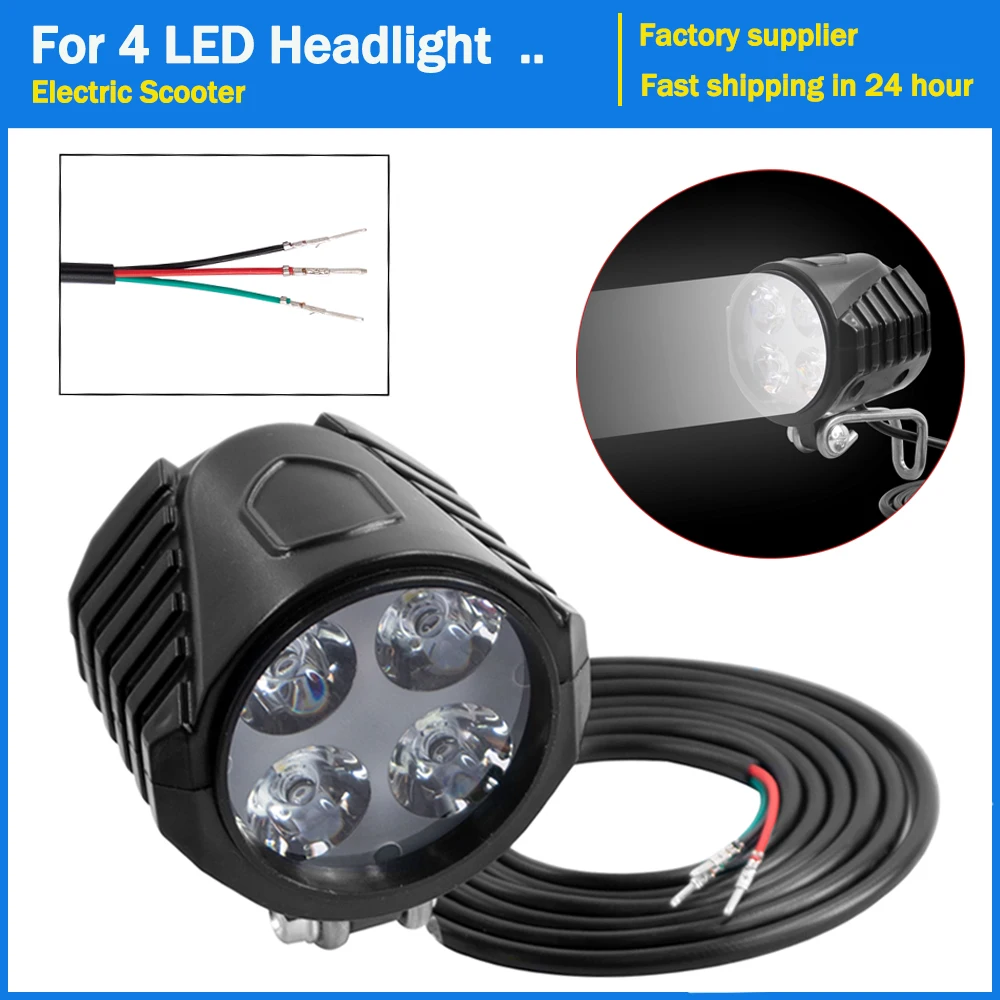 2 in 1 Horn and Headlight Waterproof 12W LED Warning Lamp for Electric Scooter Horn Light 36V 48V 60V Flashlight Riding Parts