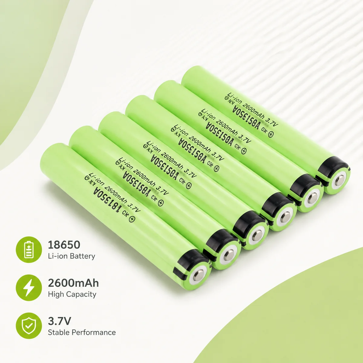 Rechargeable Lithium Battery 181350A 7600mAh 4.2V High Capacity Li-ion Cell for Flashlight Torch Replacement Power Pack Cell