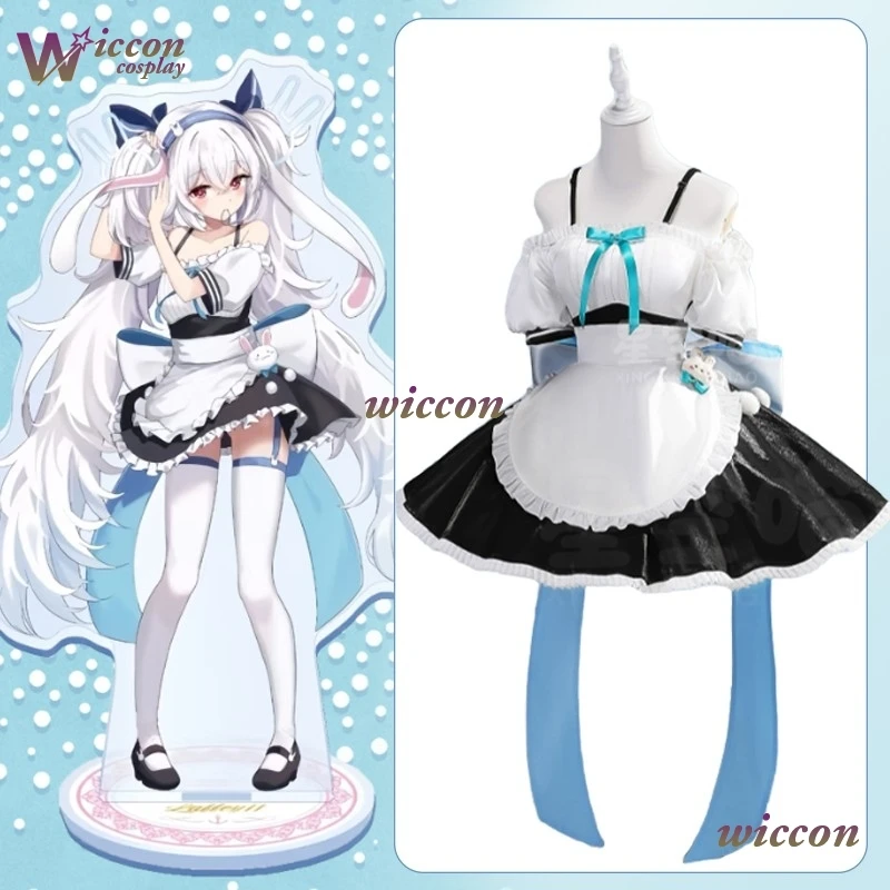 

oYh Game Azur Lane USS Laffey Cosplay Costume Maid Dress Lolita Dress Laffey Cosplay Wig Women Girls Halloween Party Roleplay