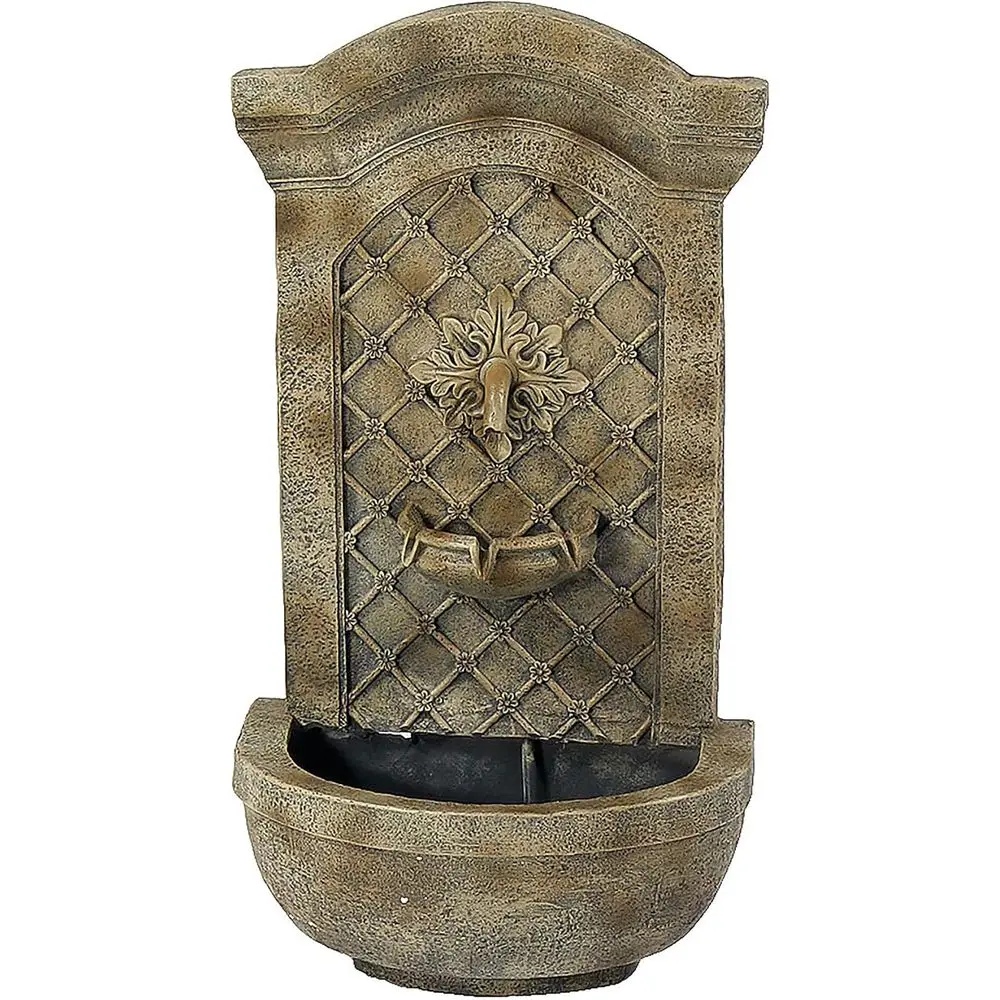 

31" Outdoor Wall Water ountain with Pump - lorentine Stone - Rosette - Electric