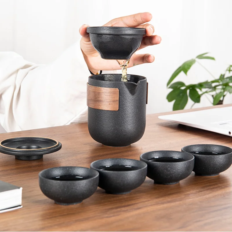 Ceramic Teaware Porcelain Kung Fu Tea Set Tea Pot and Cup Set Travel Tea Set Portable One Pot and Four Cups Creative Gift