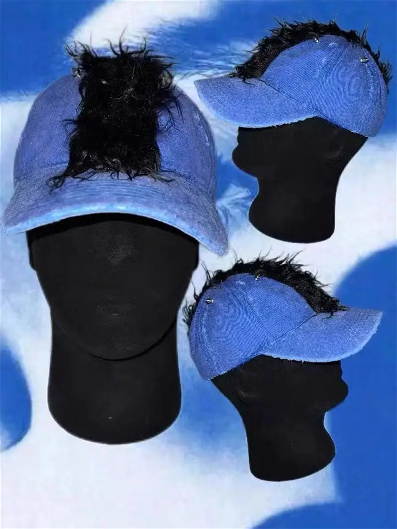 American street fashion personality anti fur splicing color blocking hip-hop nightclub performance duckbill hat